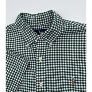 Polo Ralph Lauren Button Down Shirt Mens L Green Plaid Flesh Pony Oxford